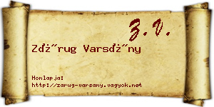 Zárug Varsány névjegykártya